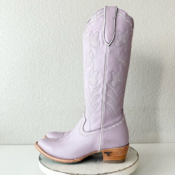 Lane SWEET MEMORIES Knee High Womens Cowboy Boots 10 Purple Cowgirl Western Tall - Picture 4 of 11